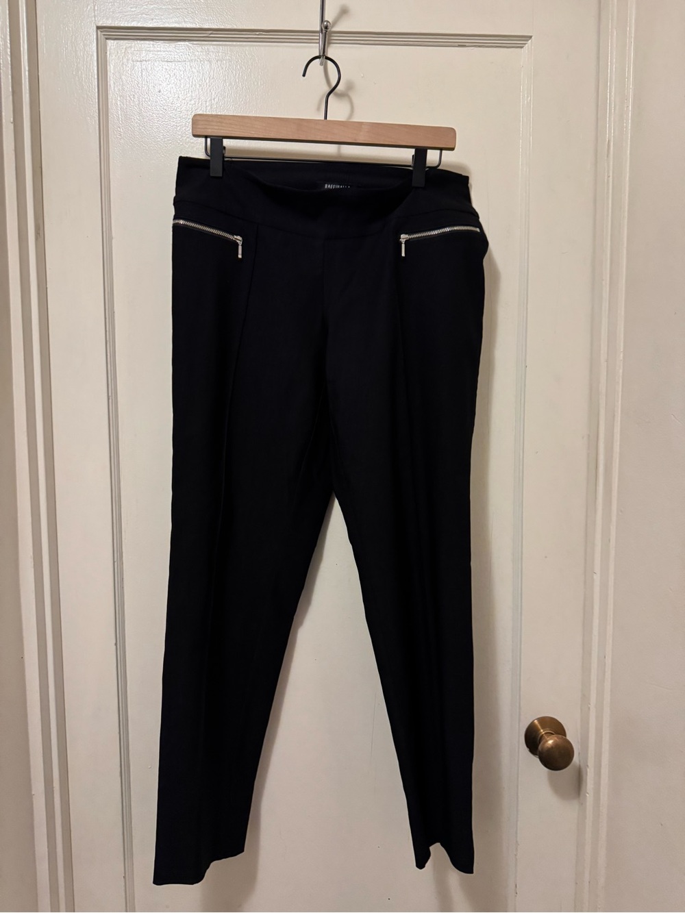 Black Skinny Ponte Pants with Silver Zip Detail